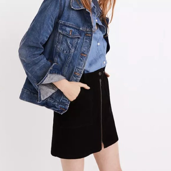 Denim Zip Utility Skirt in Black Frost - Picture 3 of 9